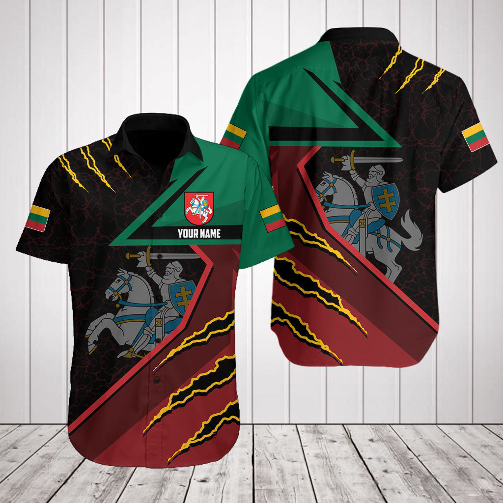 Customize Lithuania Flag Lava Pattern Shirts