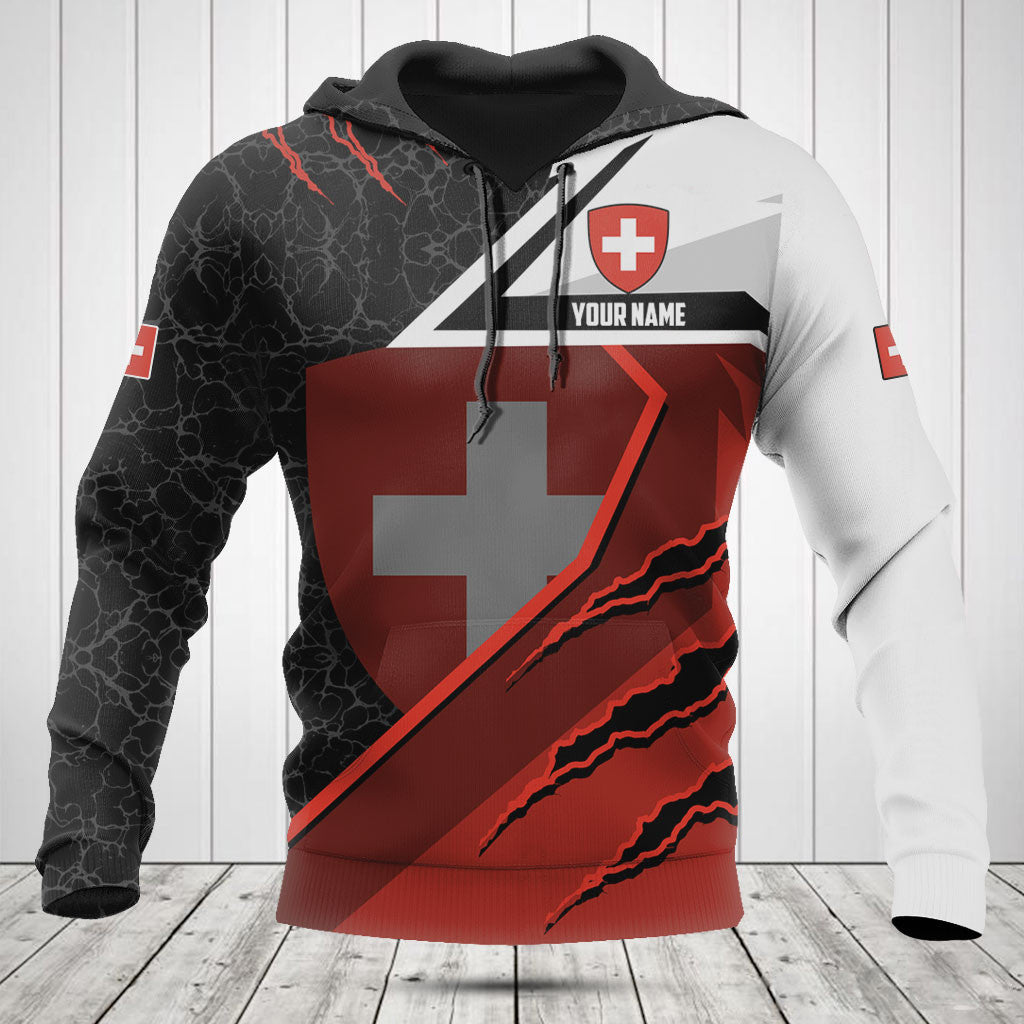 Passen Sie die Schweiz Flagge Lava Muster Shirts