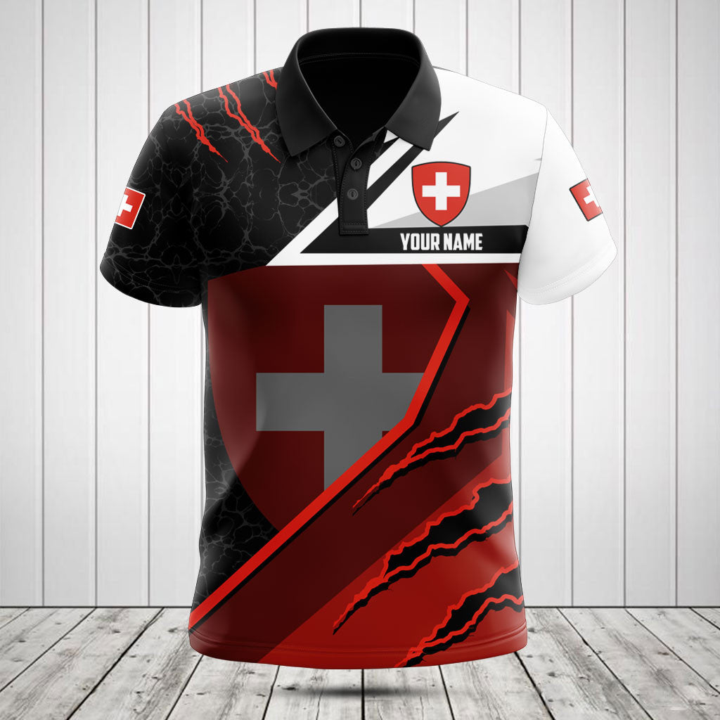 Passen Sie die Schweiz Flagge Lava Muster Shirts