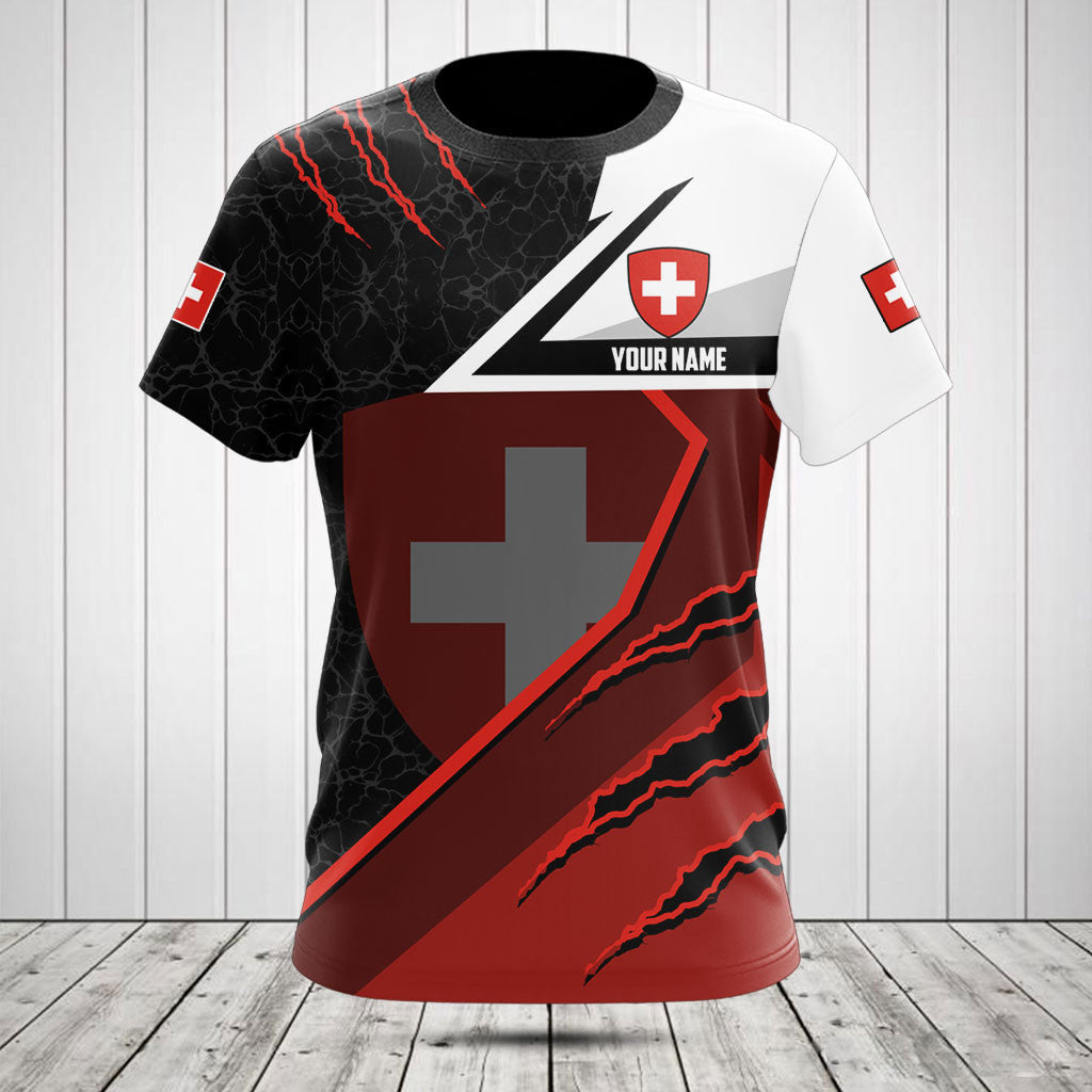 Customize Switzerland Flag Lava Pattern Shirts