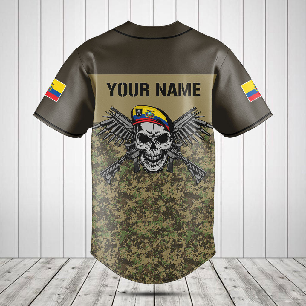 Customize Ecuador Army Camo Skull Shirts And Jogger Pants