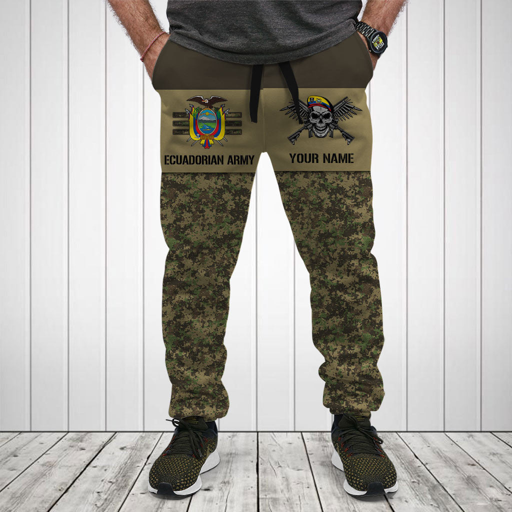 Customize Ecuador Army Camo Skull Shirts And Jogger Pants