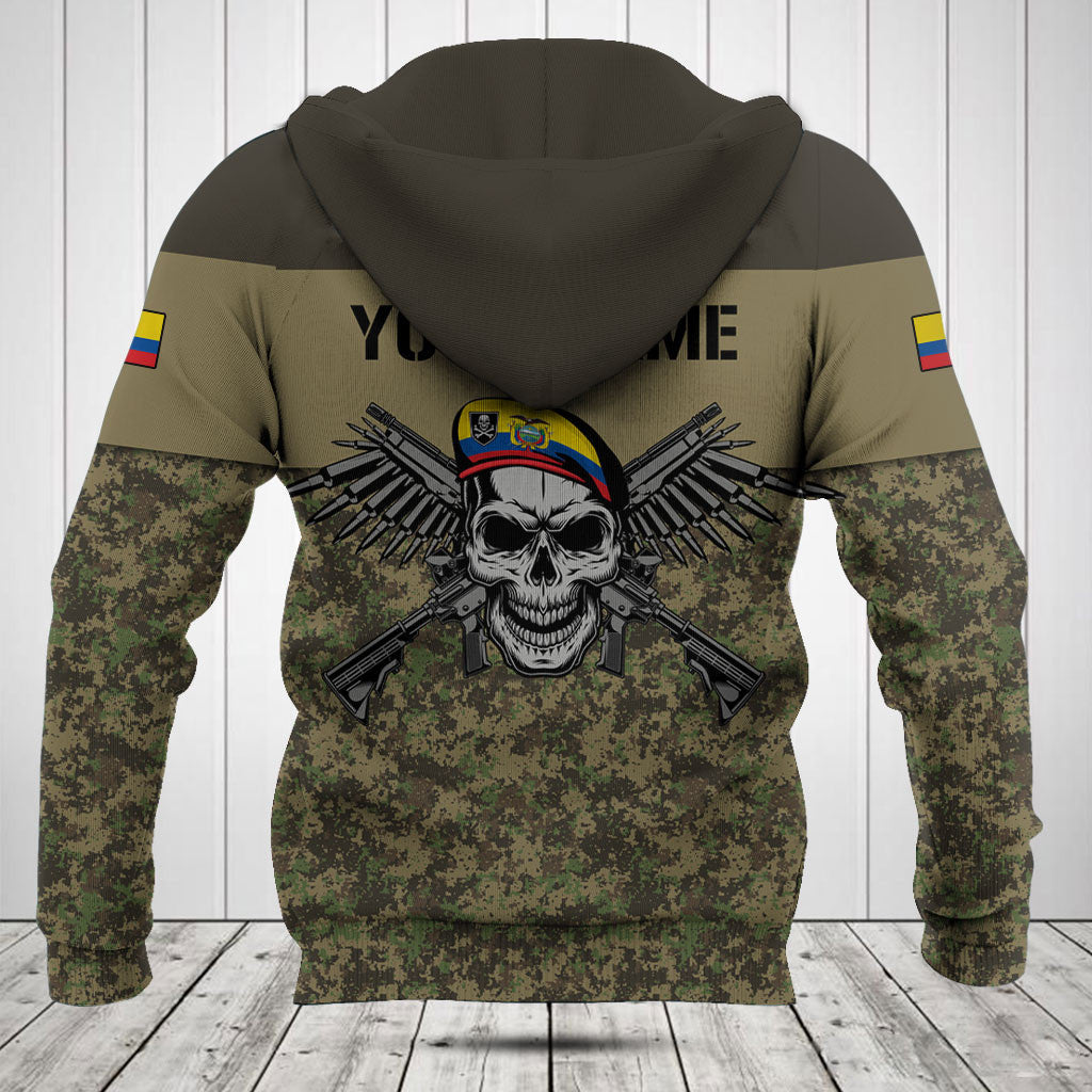 Customize Ecuador Army Camo Skull Shirts And Jogger Pants