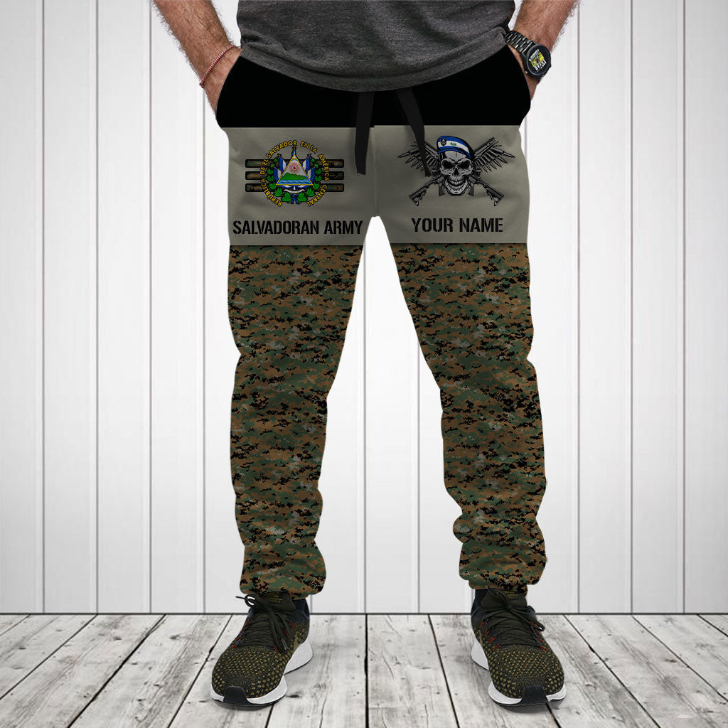 Personnalisez les chemises et pantalons de jogging à motif de crâne de camouflage de l'armée du Salvador