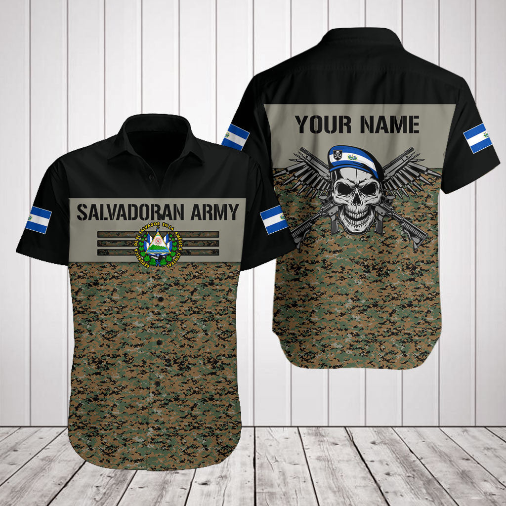 Customize El Salvador Army Camo Skull Shirts And Jogger Pants