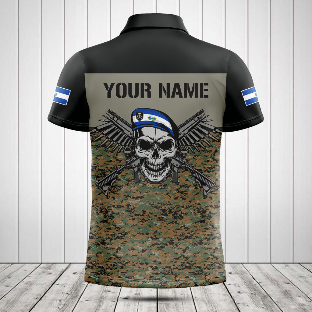 Customize El Salvador Army Camo Skull Shirts And Jogger Pants