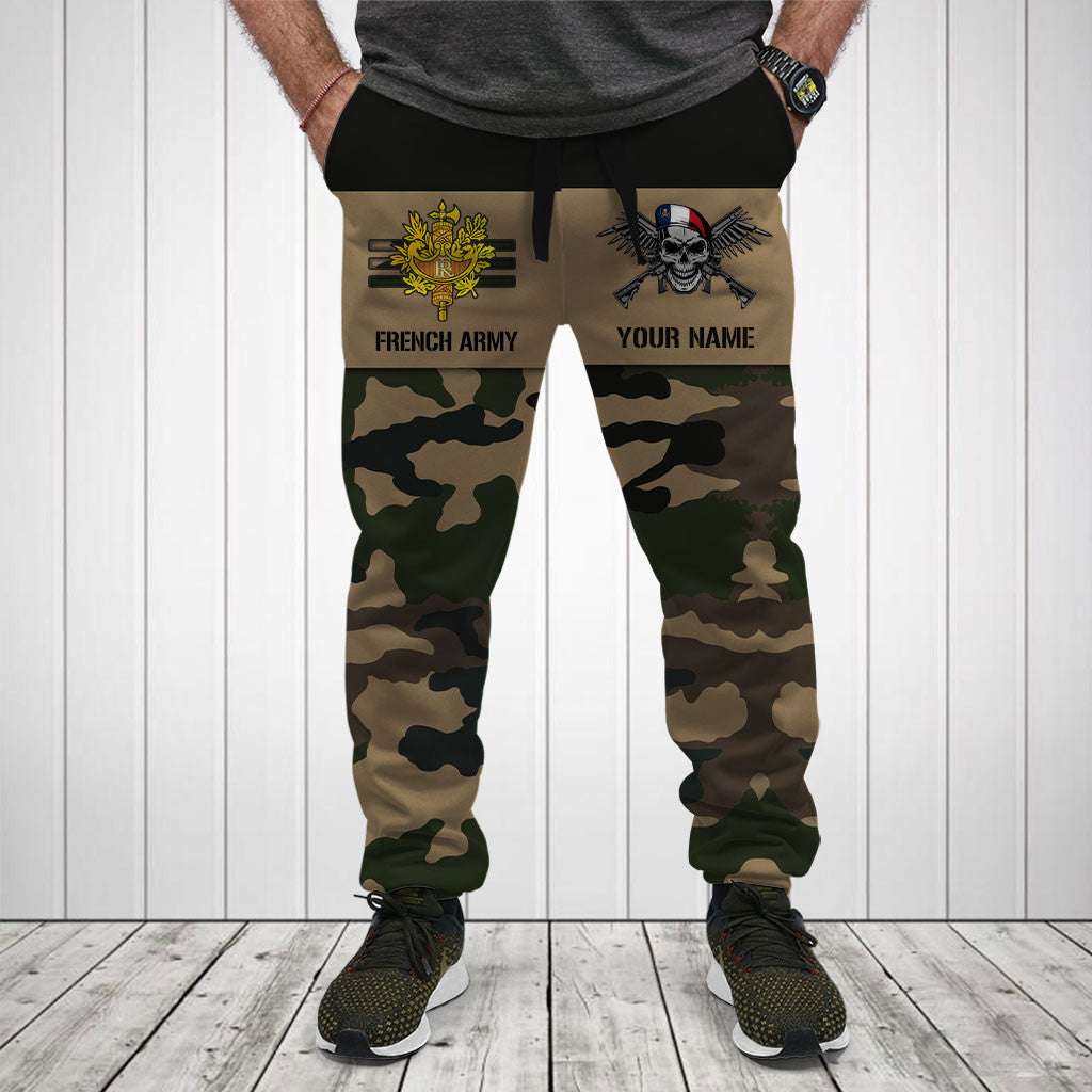 Customize France Army Camo Skull Shirts And Jogger Pants