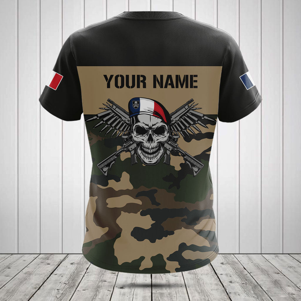 Customize France Army Camo Skull Shirts And Jogger Pants