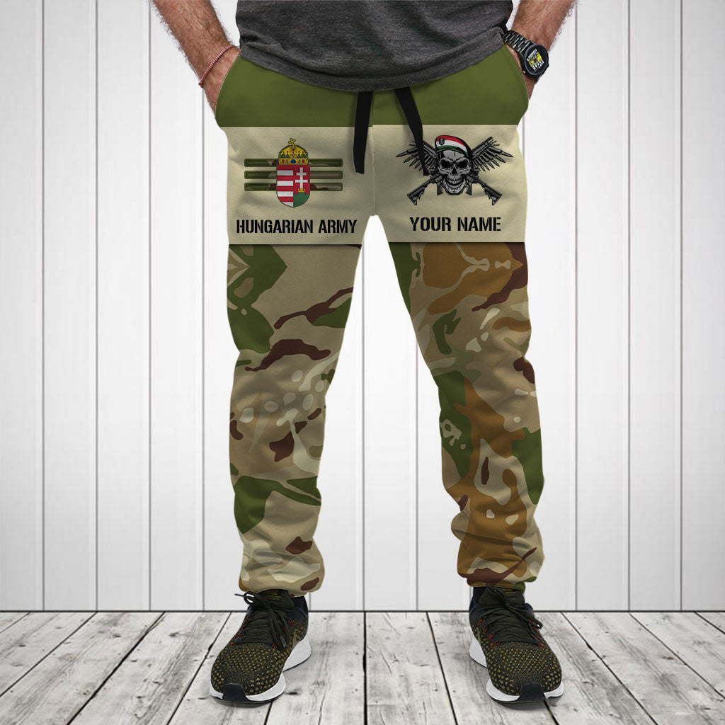 Customize Hungary Army Camo Skull Shirts And Jogger Pants