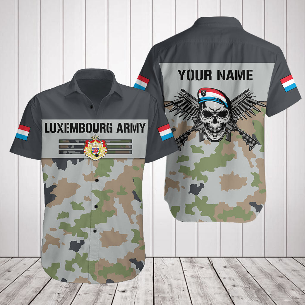 Customize Luxembourg Army Camo Skull Shirts And Jogger Pants