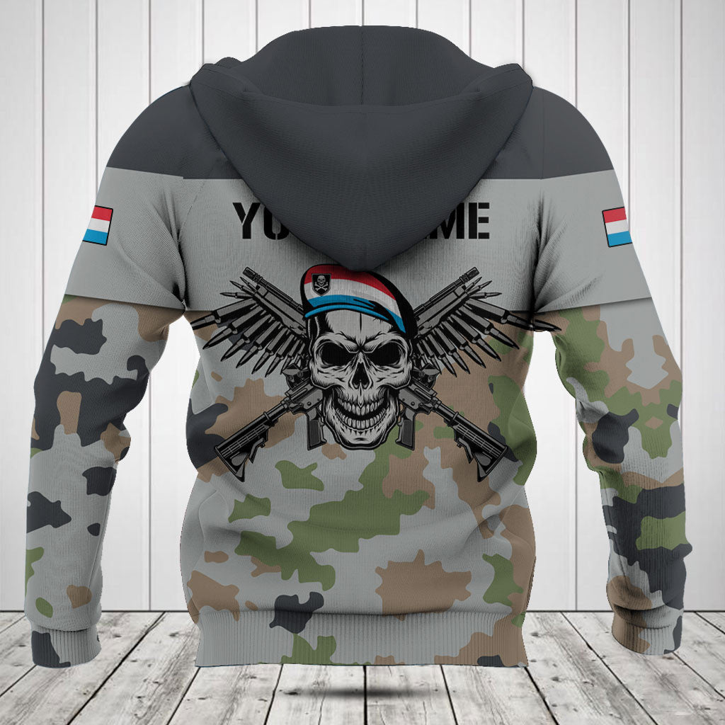 Customize Luxembourg Army Camo Skull Shirts And Jogger Pants