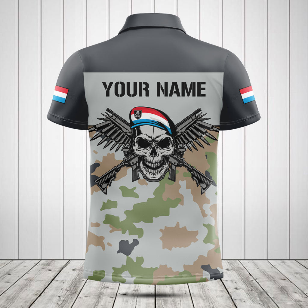 Customize Luxembourg Army Camo Skull Shirts And Jogger Pants