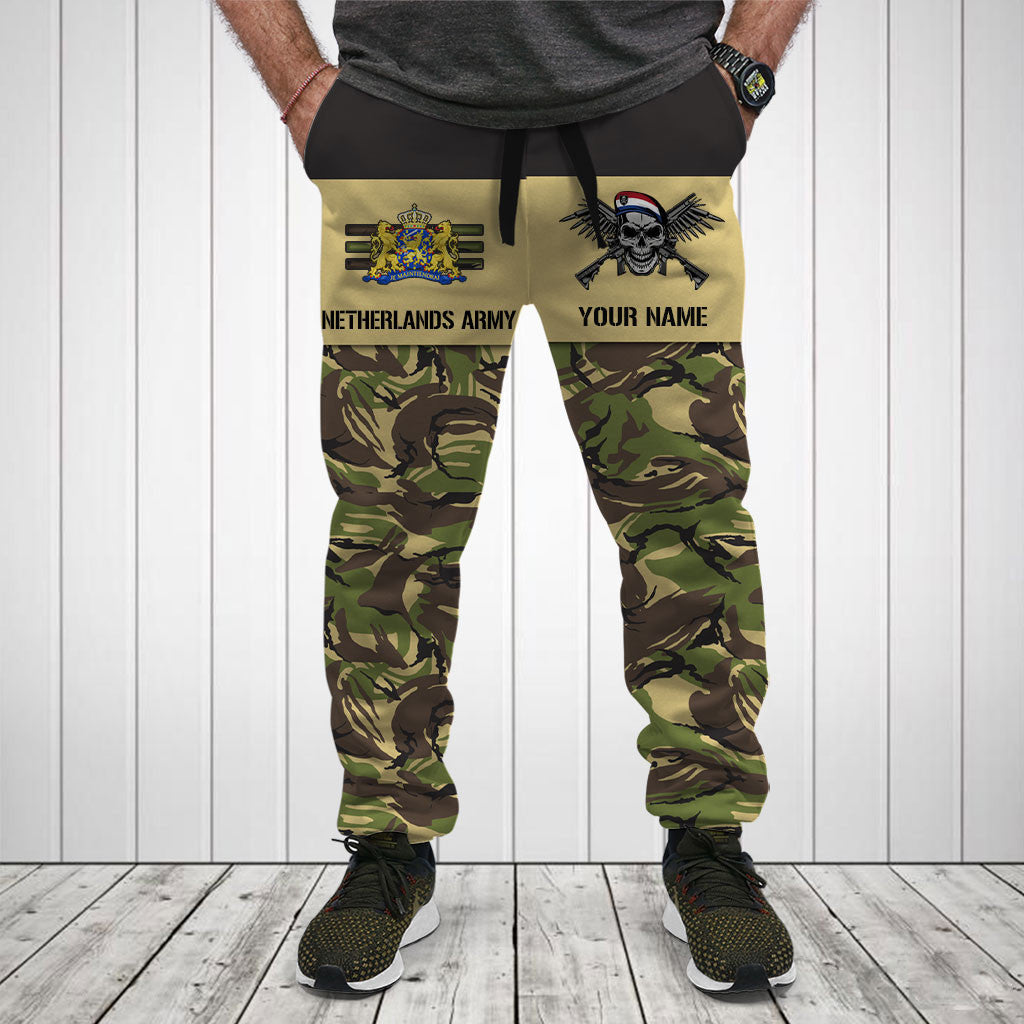 Customize Netherlands Army Camo Skull Shirts And Jogger Pants