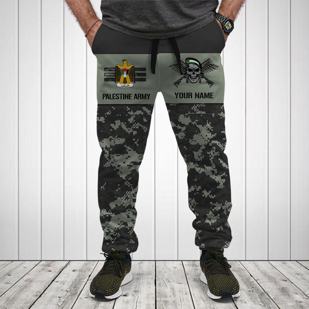 Customize Palestine Army Camo Skull Shirts And Jogger Pants