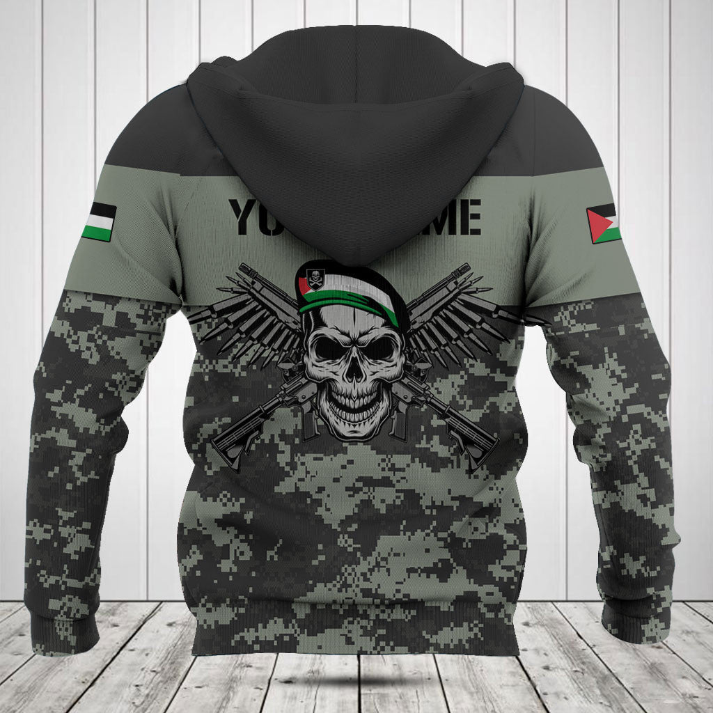 Customize Palestine Army Camo Skull Shirts And Jogger Pants