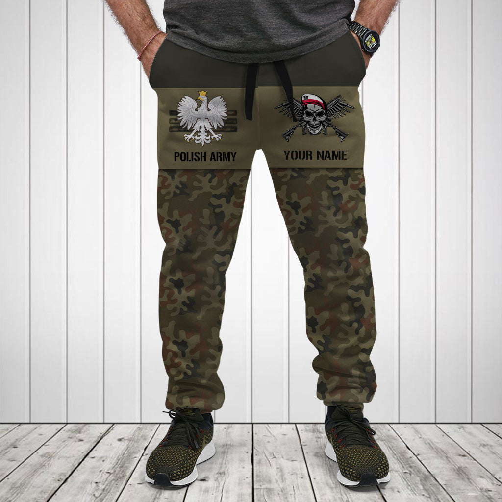 Personnalisez les chemises et pantalons de jogging à motif de crâne de camouflage de l'armée polonaise