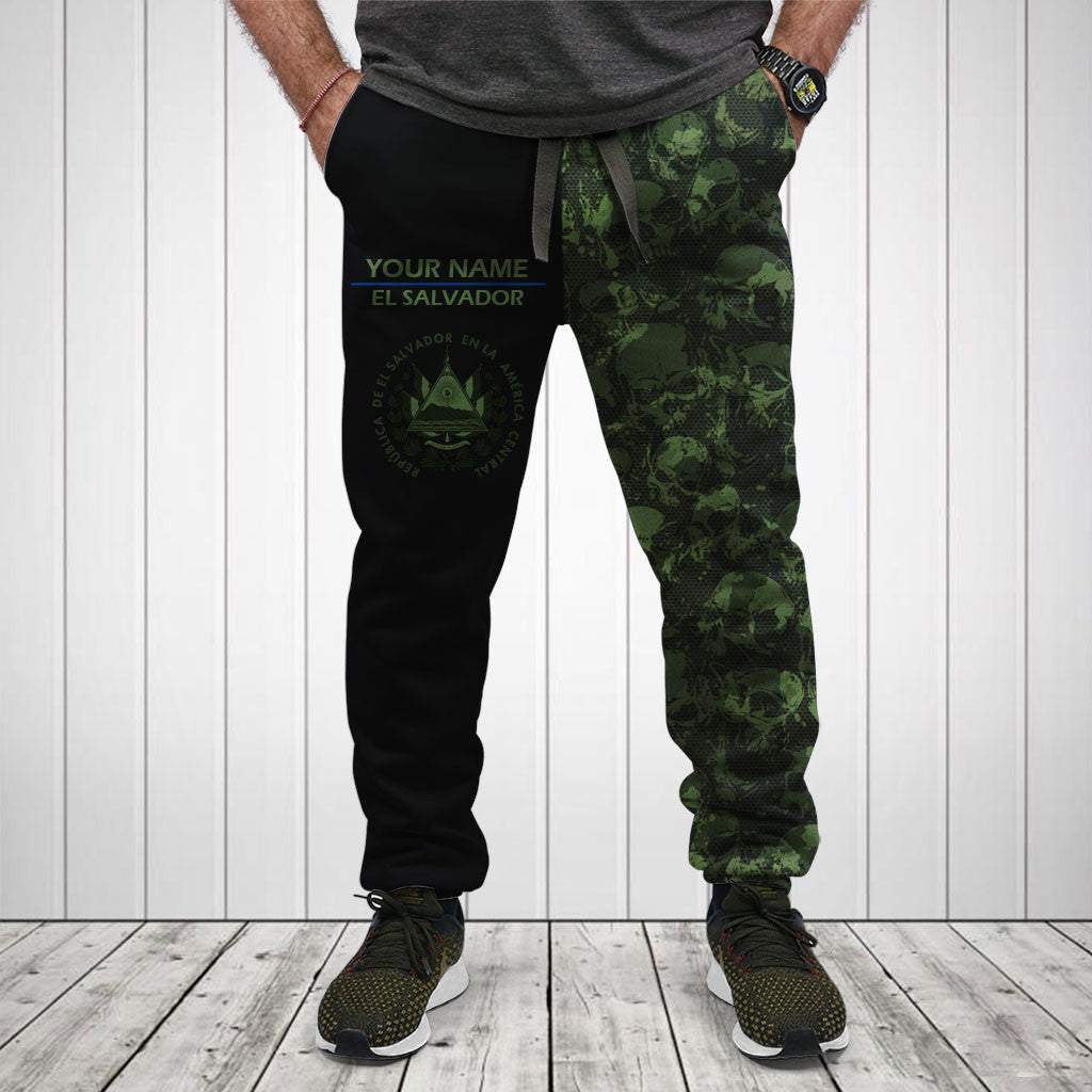 Personnalisez les chemises et pantalons de jogging Skull Camo El Salvador