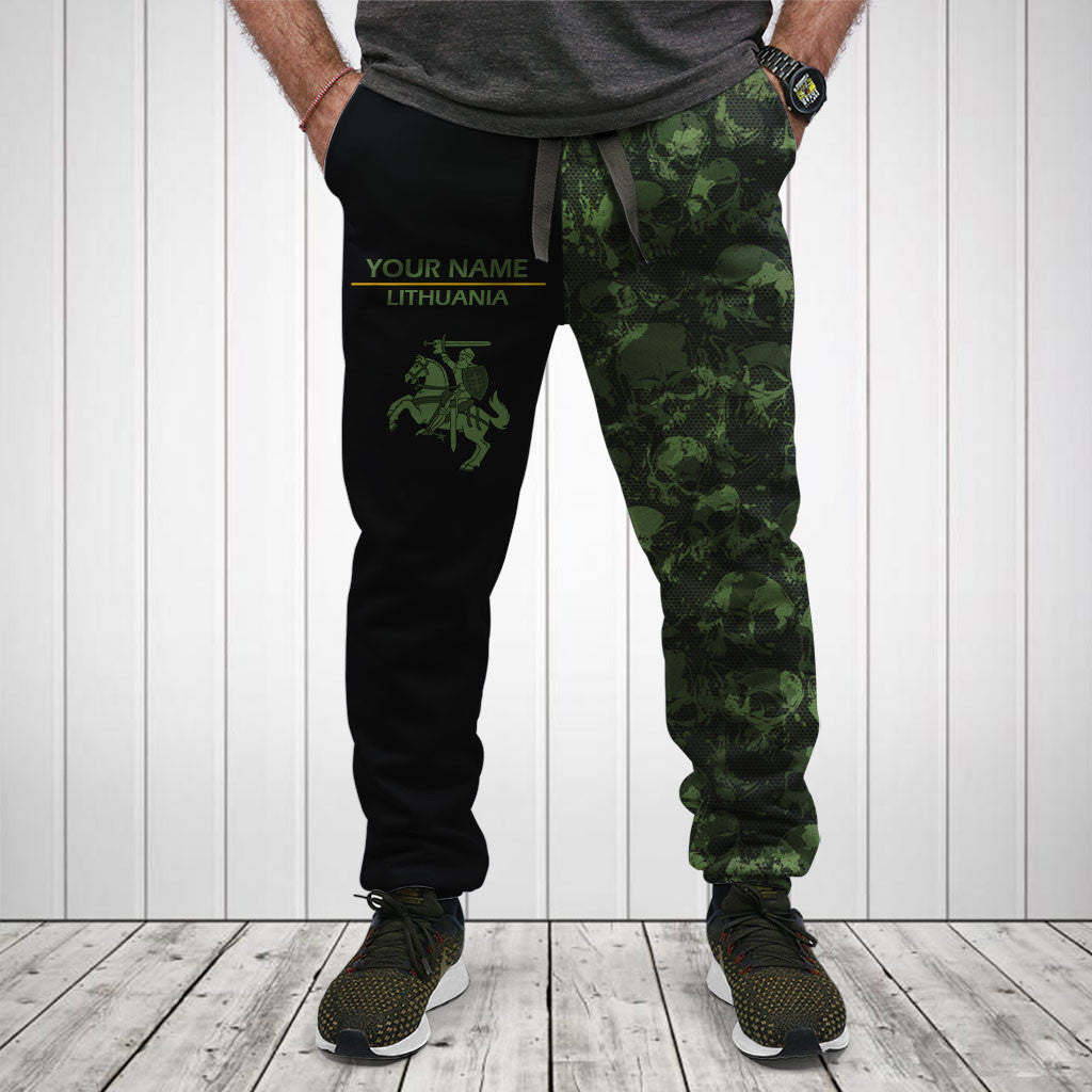 Customize Skull Camo Lithuania Shirts And Jogger Pants