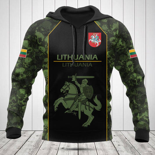 Customize Skull Camo Lithuania Shirts And Jogger Pants