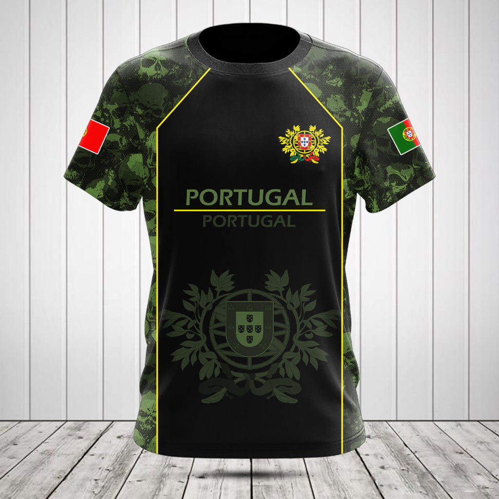 Customize Skull Camo Portugal Shirts And Jogger Pants