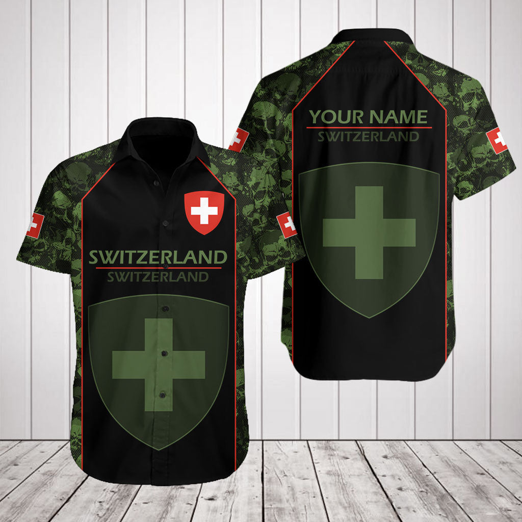 Customize Skull Camo Switzerland Shirts And Jogger Pants