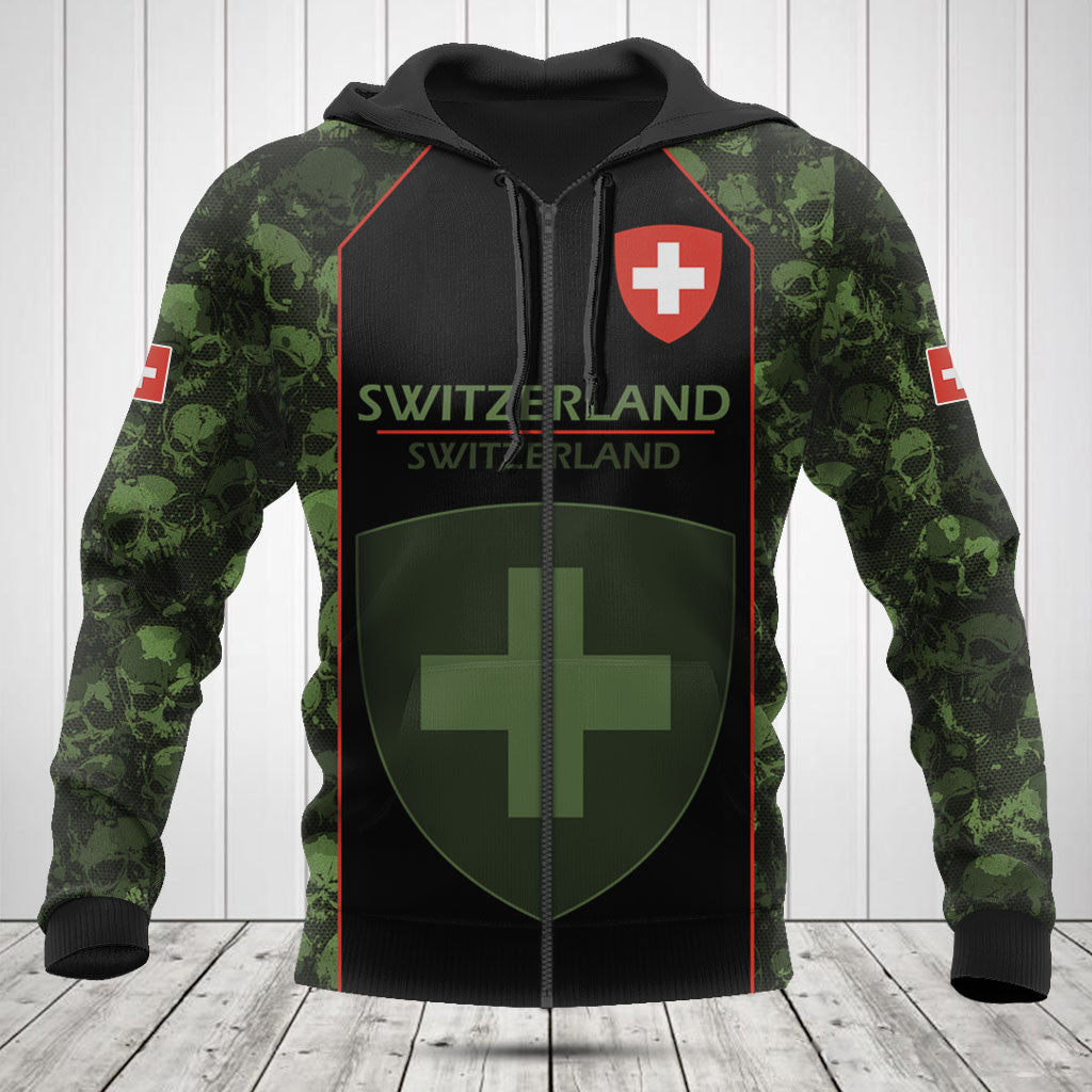 Customize Skull Camo Switzerland Shirts And Jogger Pants