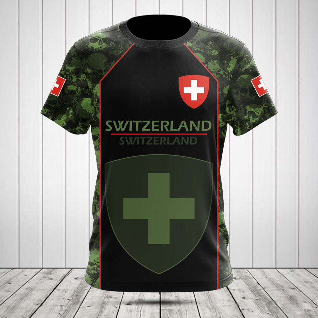 Customize Skull Camo Switzerland Shirts And Jogger Pants