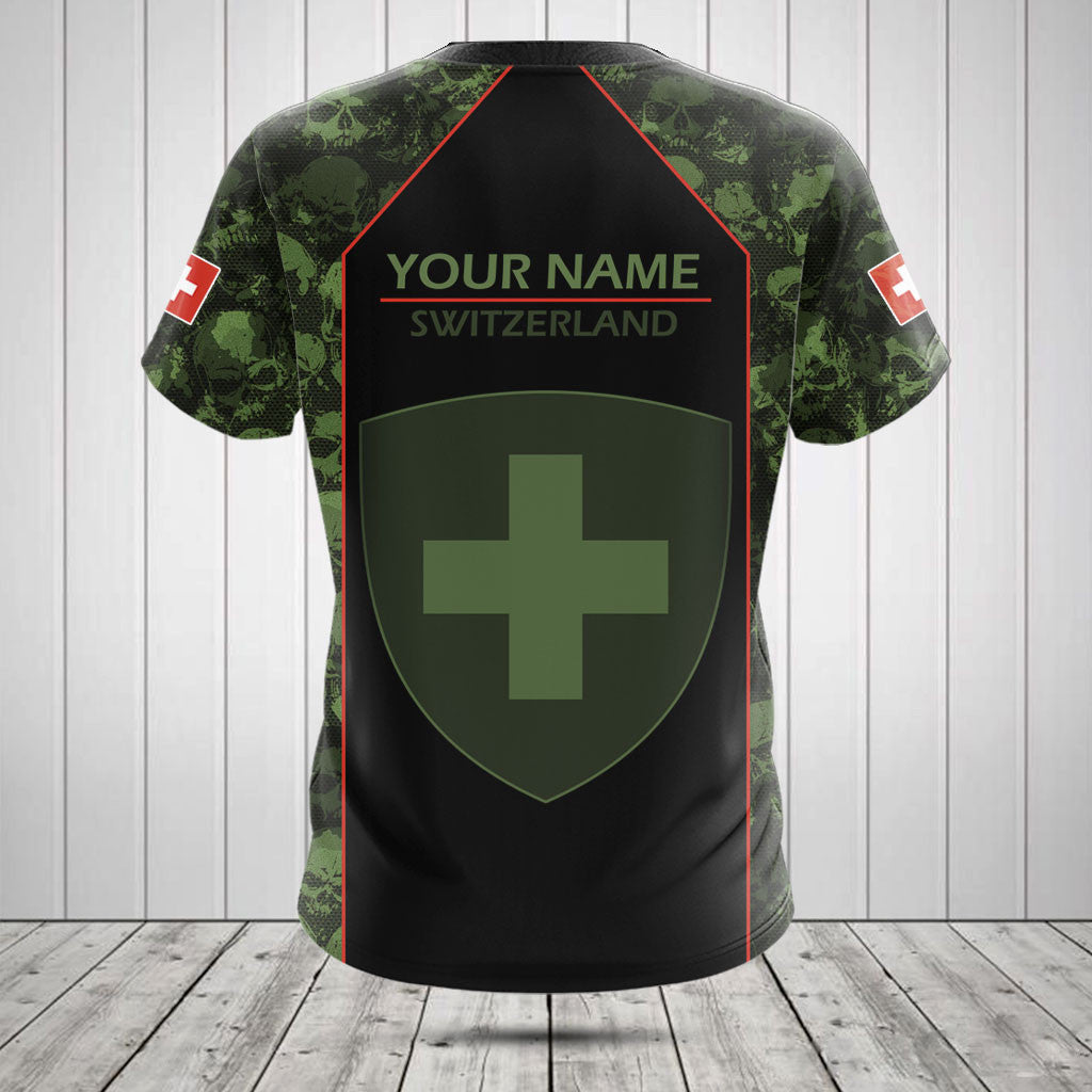 Customize Skull Camo Switzerland Shirts And Jogger Pants