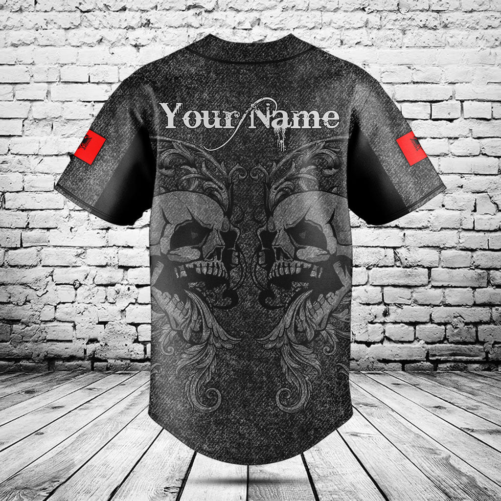 Customize Albania Skull Knitted Texture Shirts