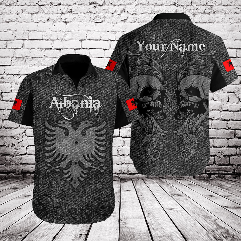 Albanien Totenkopf Strick Textur Shirts anpassen