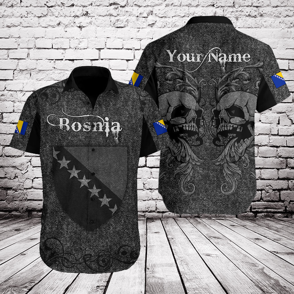 Customize Bosnia Skull Knitted Texture Shirts