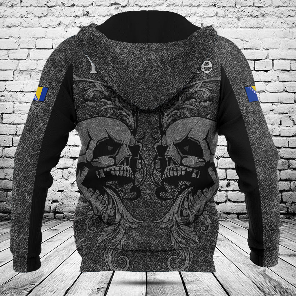 Customize Bosnia Skull Knitted Texture Shirts