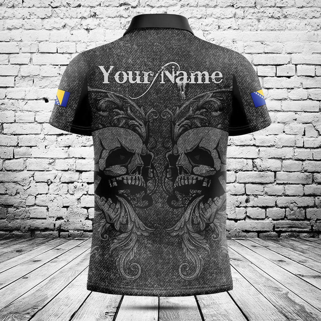 Customize Bosnia Skull Knitted Texture Shirts