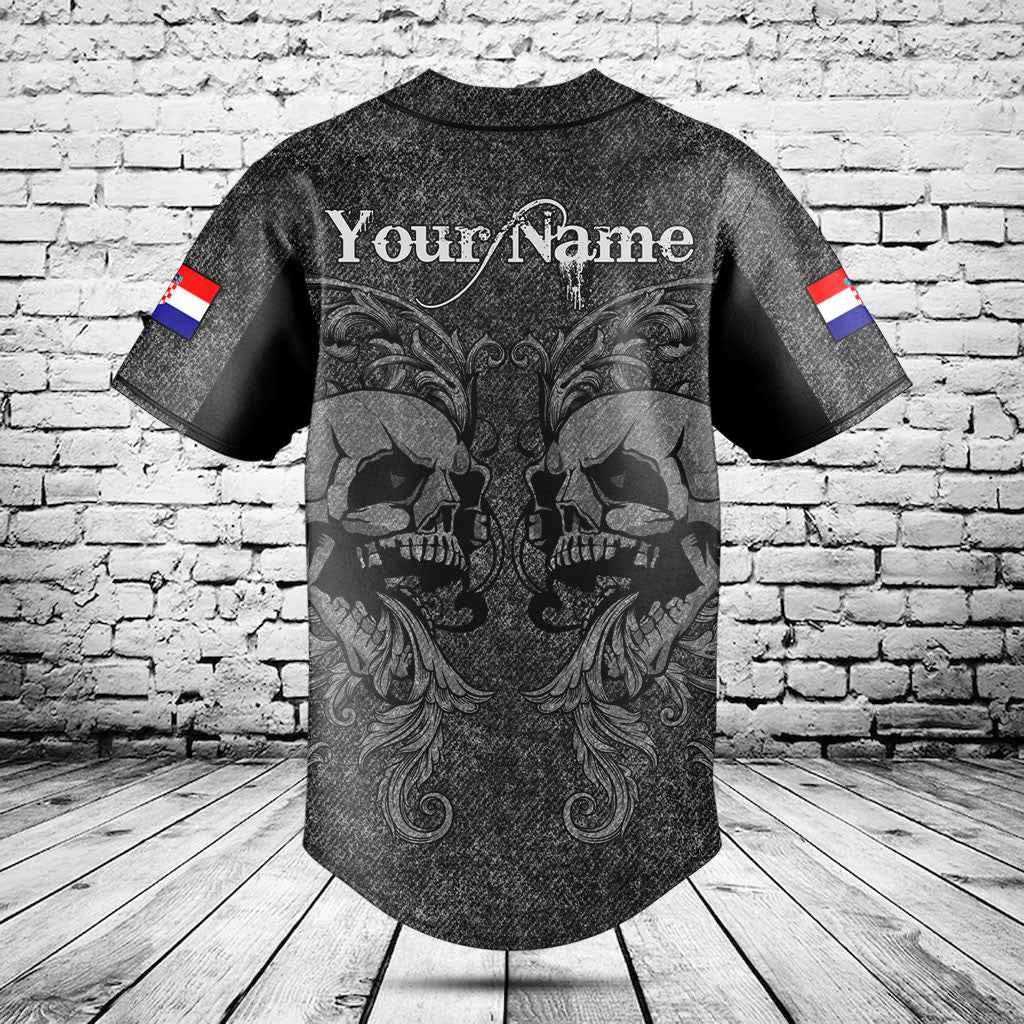 Customize Croatia Skull Knitted Texture Shirts