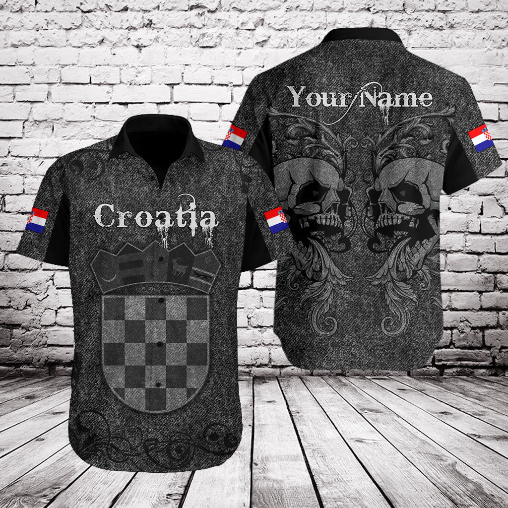 Customize Croatia Skull Knitted Texture Shirts