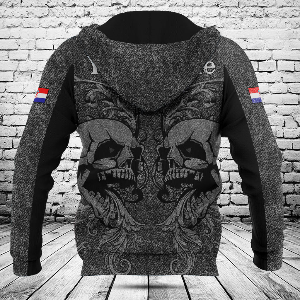 Customize Croatia Skull Knitted Texture Shirts