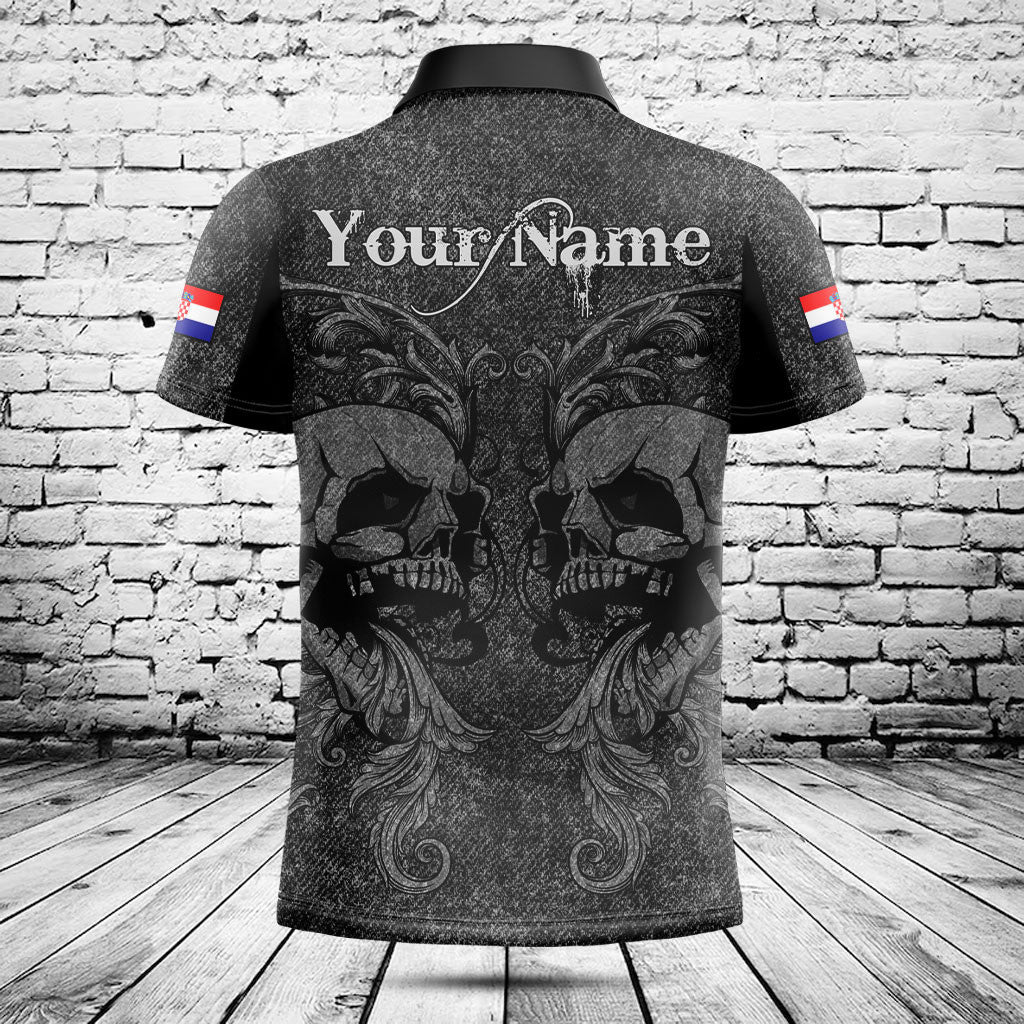 Customize Croatia Skull Knitted Texture Shirts