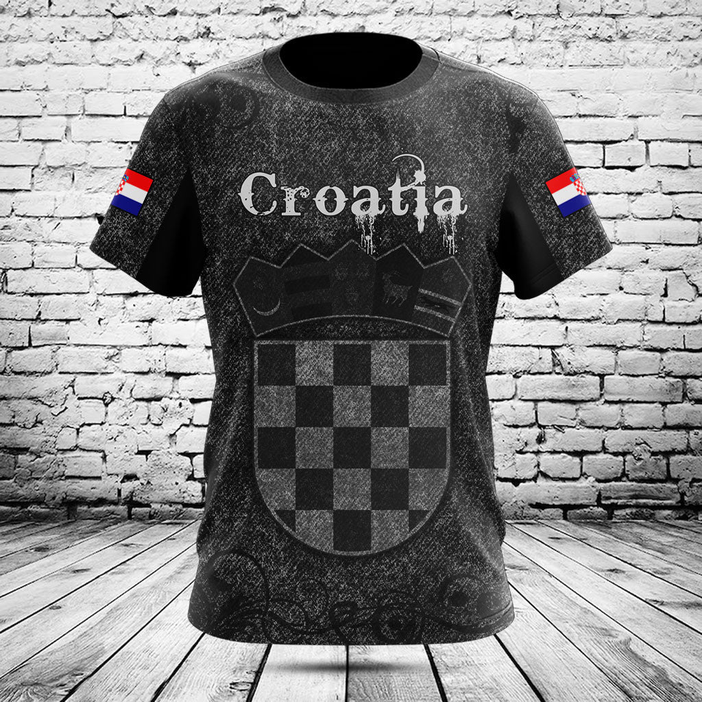 Customize Croatia Skull Knitted Texture Shirts