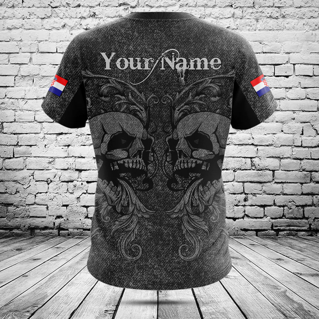 Customize Croatia Skull Knitted Texture Shirts