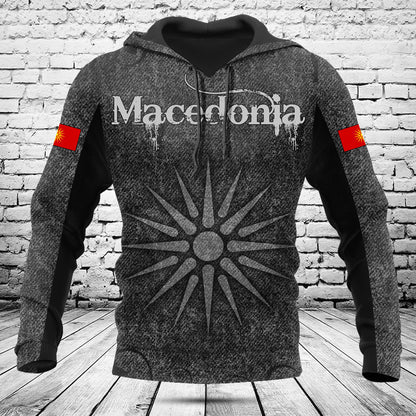 Passen Sie Mazedonien Vergina Sonne Schädel gestrickte Textur Shirts