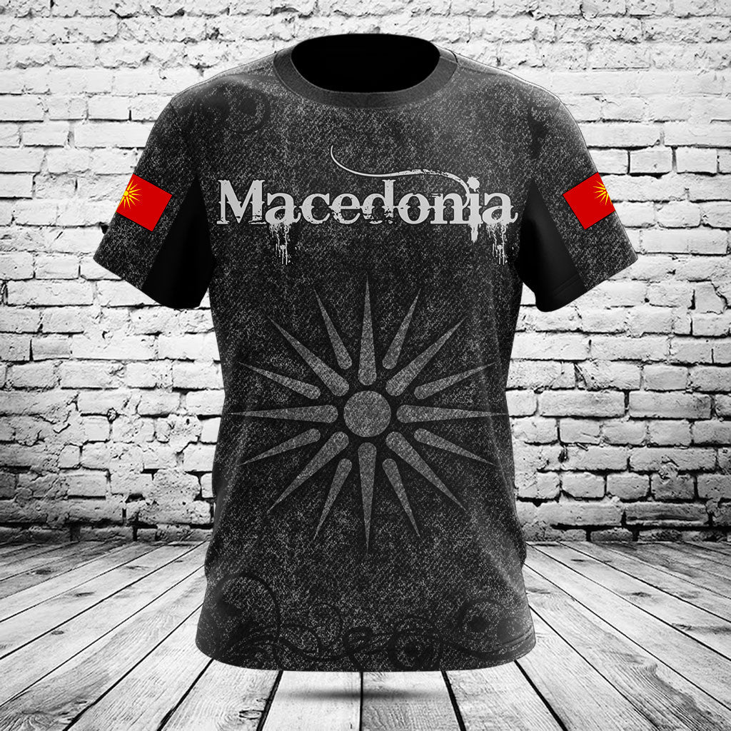 Passen Sie Mazedonien Vergina Sonne Schädel gestrickte Textur Shirts