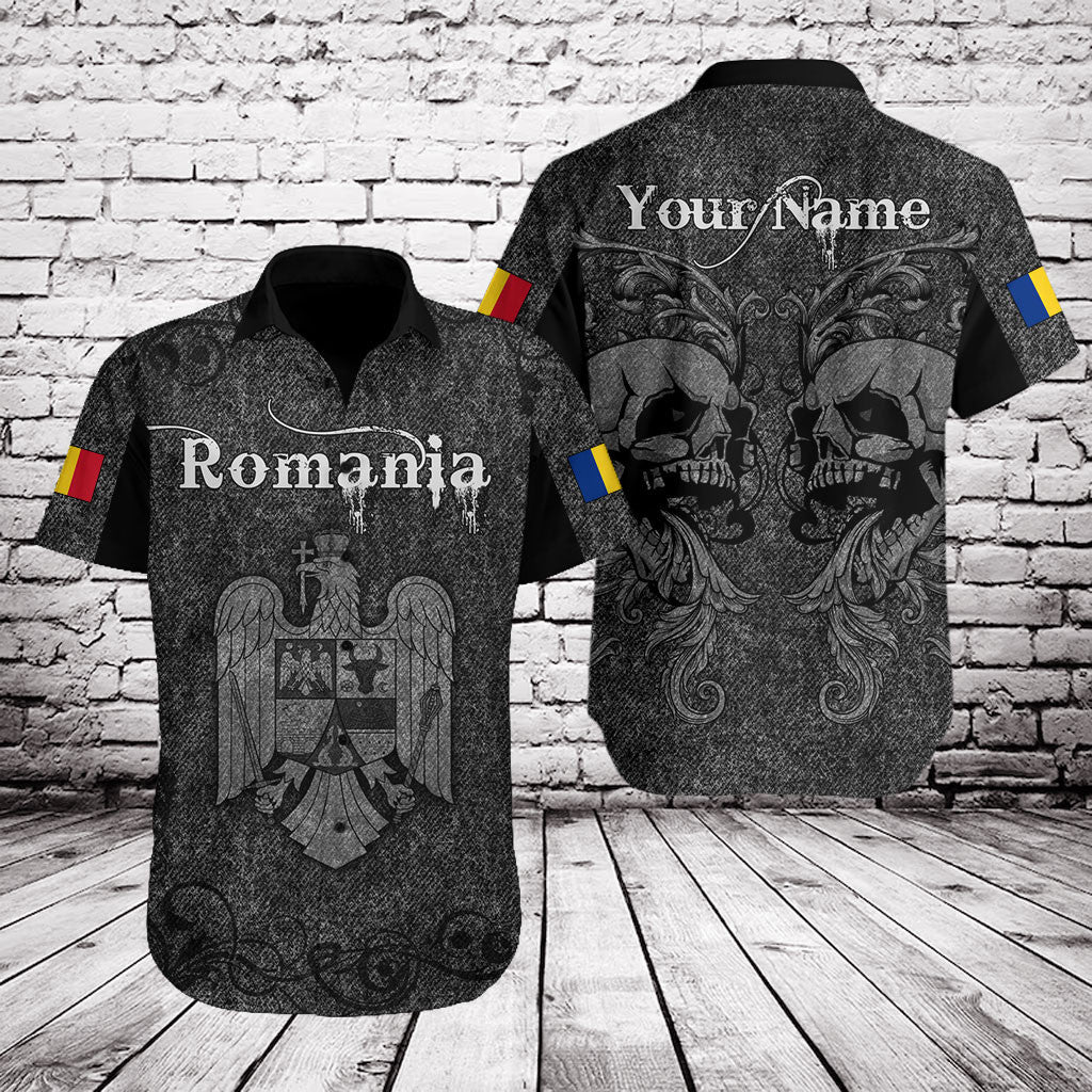 Customize Romania Skull Knitted Texture Shirts