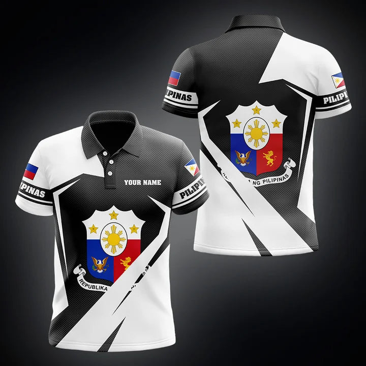 Benutzerdefinierte Name Pilipinas Wappen Diamant weiß Carbon Muster Unisex Erwachsene Shirts