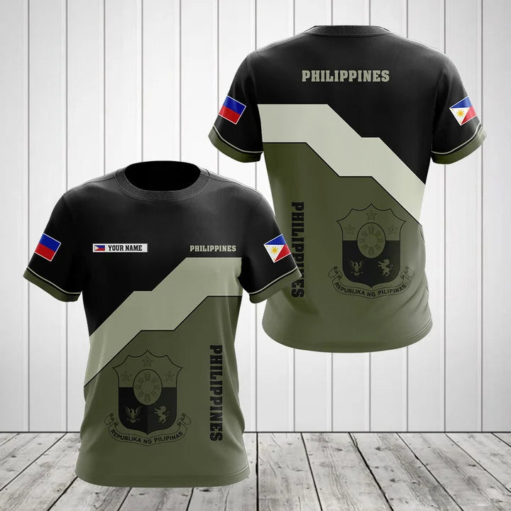 T-shirts unisexes pour adultes avec armoiries et drapeau des Philippines personnalisés