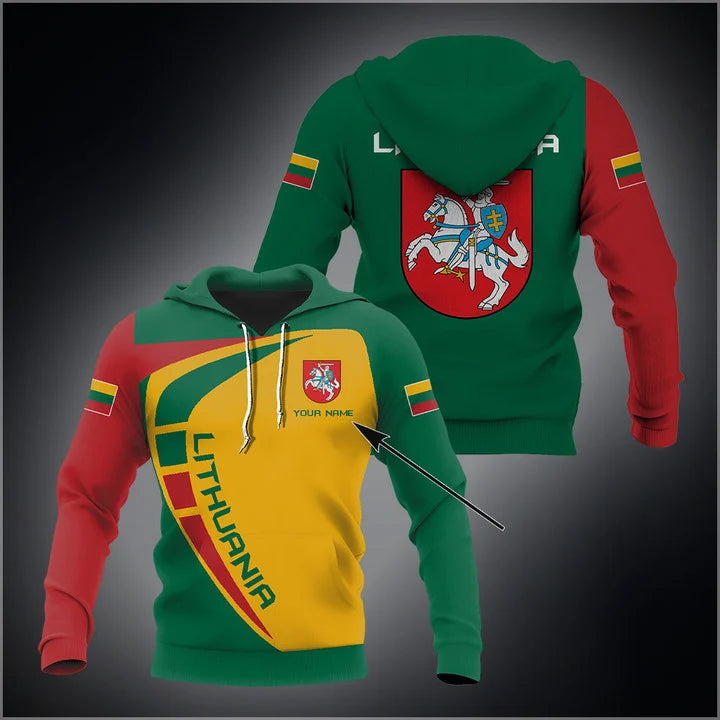 Custom Name Lithuania Flag Sport Style Unisex Adult Shirts