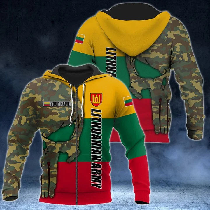 Customize Lithuanian Army Skull Camo Unisex Adult Hoodies