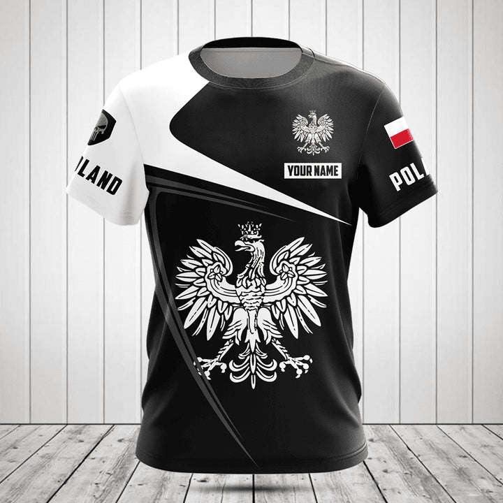 Customize Poland Symbol Black And White Skull Shirts