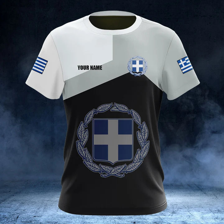 Customize Greece Black And White Shirts