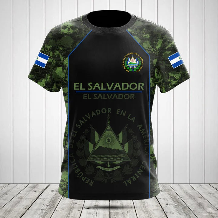 Customize Skull Camo El Salvador Shirts And Jogger Pants