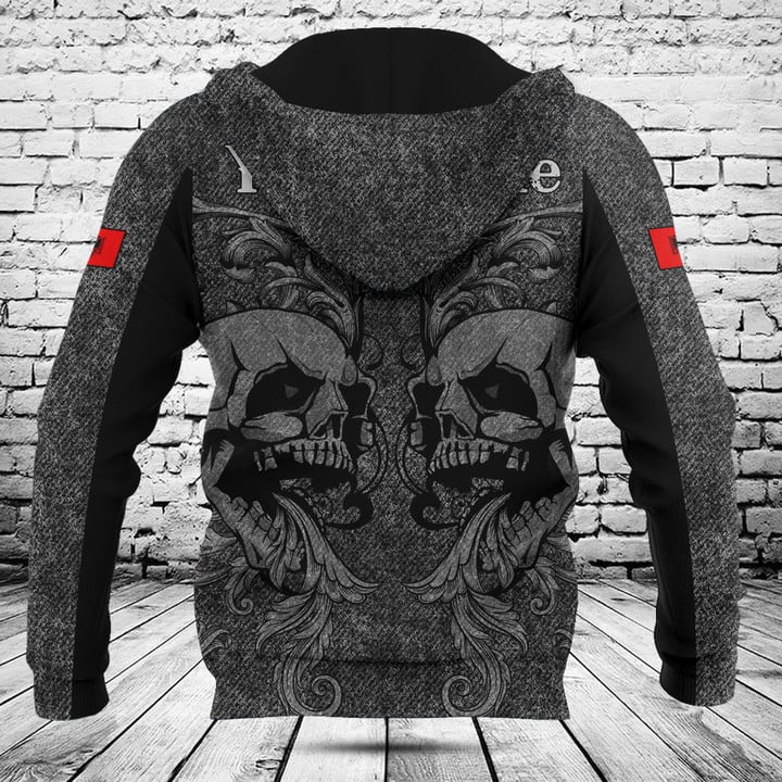 Customize Albania Skull Knitted Texture Shirts